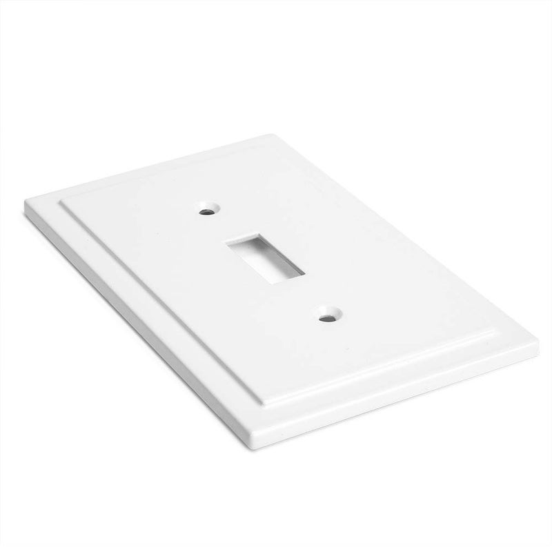 Henne Bery Modern Edge Decorative Wall Plate Switch Plate Outlet Cover, Durable Solid Zinc Alloy (Single Toggle 2PK, White) - Image 5